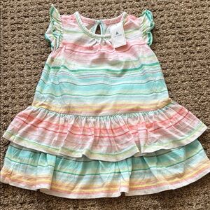 GAP Pastel Striped Ruffle Dress - Pink, Mint & Yellow